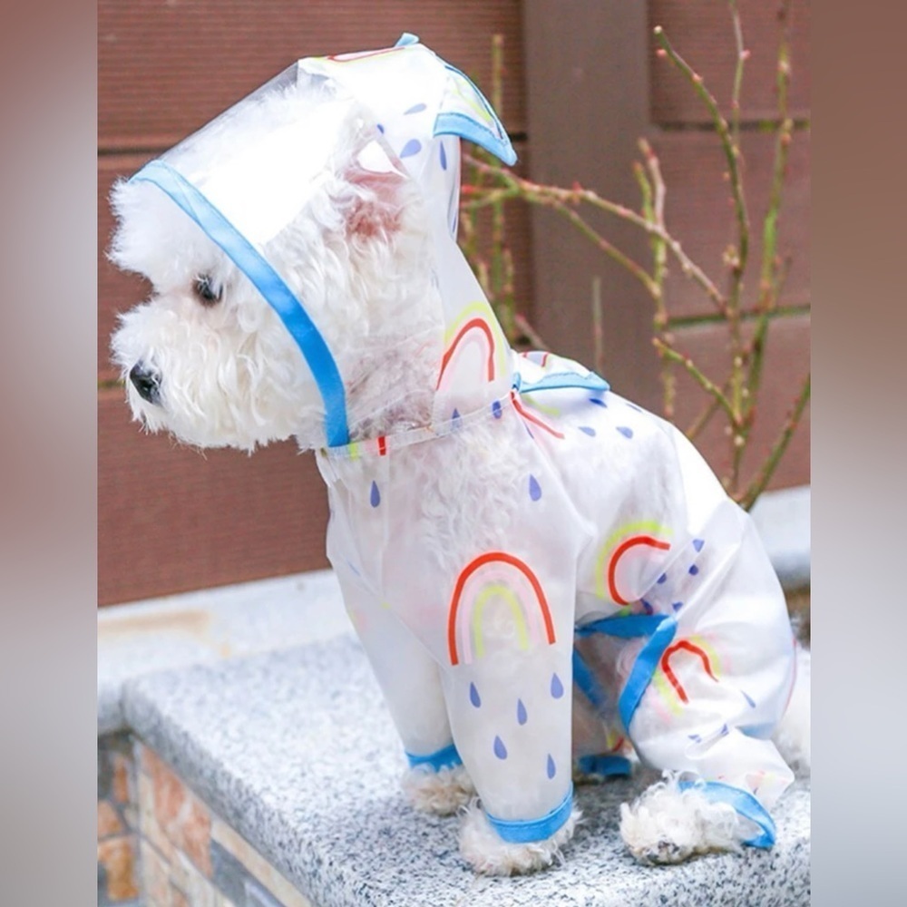 Rainbow Print Pet Raincoat - Picture 6 of 7